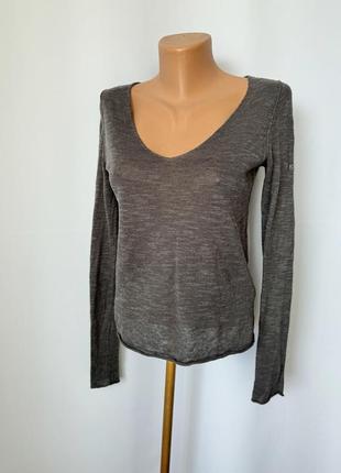 Zadig & voltaire серый топ джемпер пуловер лён хлопок длинный рукав базовый