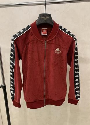 Кофта на замок велюровая олимпийка женская kappa с лампасами