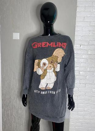 Удлиненное свитшот платье туника гремлины love to lounge, xs-s