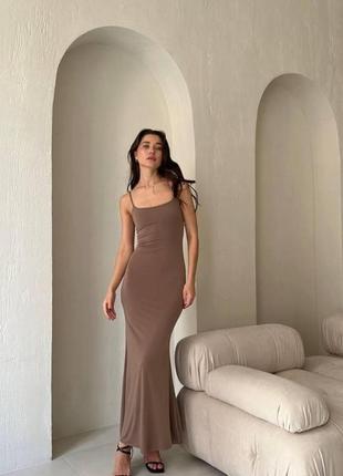 Женское летнее длинное платье из креп-дайвинга на бретелях размер универсальный 42-461 фото