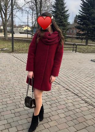 Пальто теплое, кашемир, пальто деми сезон, пальто бордо, стильное пальто