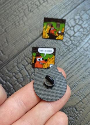 This is fine значок пін пины собака брошка pin значки мем пес в горящем доме собака...