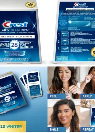 Crest 3d supreme bright whitestrips 28 полоски для отбеливания- канада