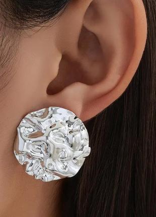 Серьги женские "мягкий металл" серебристые