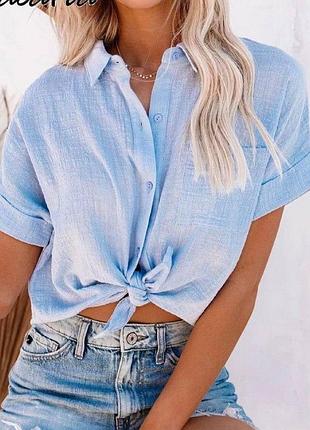 Женская блузка лен 42-44,46-48,50-52,54-56 белый,голубой,электрик