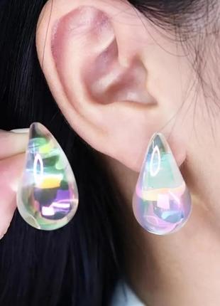 Серьги бижутерия минимализм прозрачные капли
