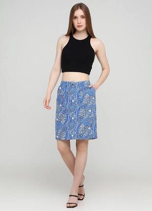 Next спідниця-олівець з суміші льону у принт пейслі