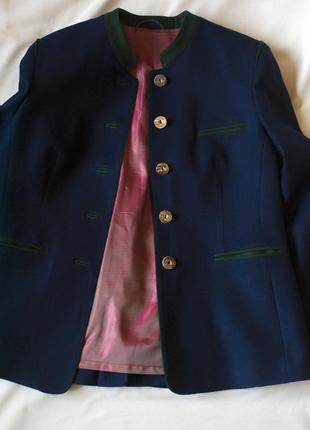 Синий шерстяной винтажный жакет женский schachtner, размер m, l6 фото