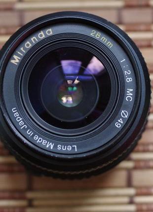 Объектив miranda 2.8 28mm mc для olympus om с крышками