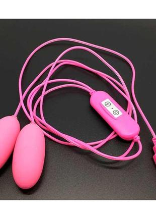 Розовое двойное виброяйцо с usb-проводом  – вибраторы