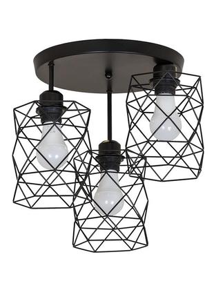 Люстра потолочная на три  плафона на круге 756hpr105f-3 bk+bk (300)