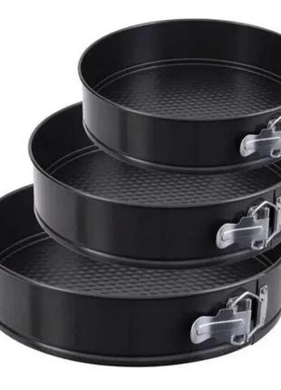 Набор форм для выпечки со съемным дном maestro mr-1105 черные 3 шт