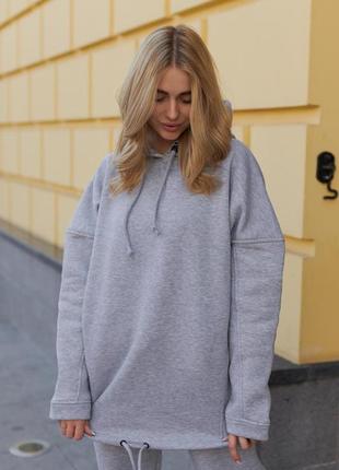 Худі жіноче сірий oversize2 фото