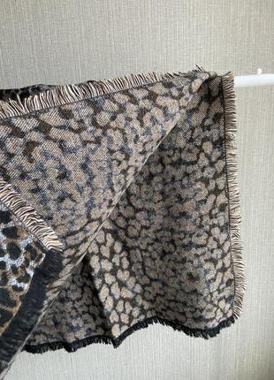Теплий шарф жіночий с леопардовим принтом2 фото
