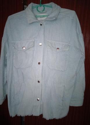 Рубашка вельвет голубая