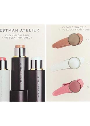 Набор пробников westman atelier glow trio ( контуринг, румян, хайлайтер)