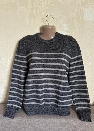 Стильный хлопковый свитер в полоску gap