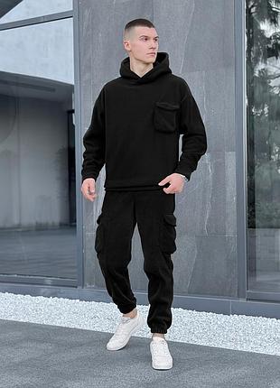 Спортивный костюм мужская осень зима на флисе pobedov winter черный