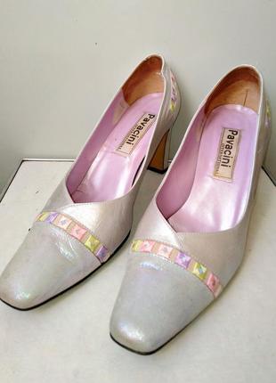 Шкіряні перламутрові туфлі pavacini international made in spain, блискавичне надсилання ⚡💫🚀