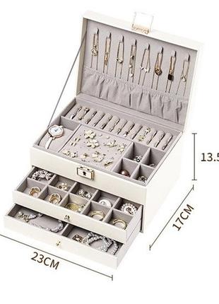 Шкатулка для украшений на замке большая трехуровневая. органайзер для ювелирных...