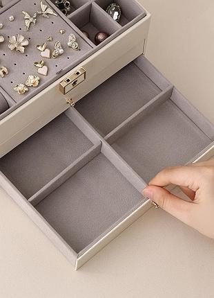 Шкатулка для украшений на замке большая трехуровневая. органайзер для ювелирных...