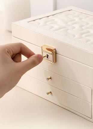 Шкатулка для украшений на замке большая трехуровневая. органайзер для ювелирных...