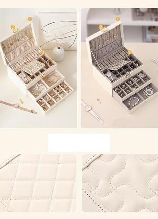 Шкатулка для украшений на замке большая трехуровневая. органайзер для ювелирных...