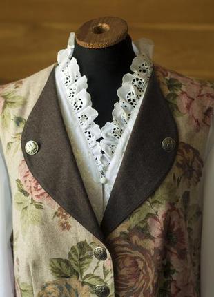 Біла австрійська блузка з вовняною жилеткою з квітами жіноча bader, розмір xl, 2xl4 фото