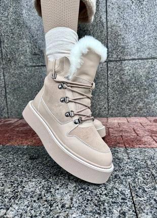 Шикарные женские зимние ботинки, натуральная замша