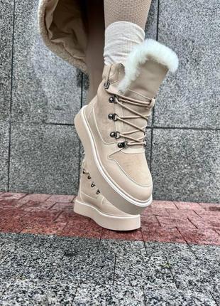 Шикарные женские зимние ботинки, натуральная замша