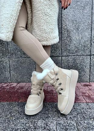 Шикарные женские зимние ботинки, натуральная замша