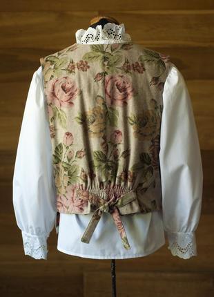 Біла австрійська блузка з вовняною жилеткою з квітами жіноча bader, розмір xl, 2xl7 фото