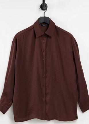 Шоколадная рубашка stradivarius