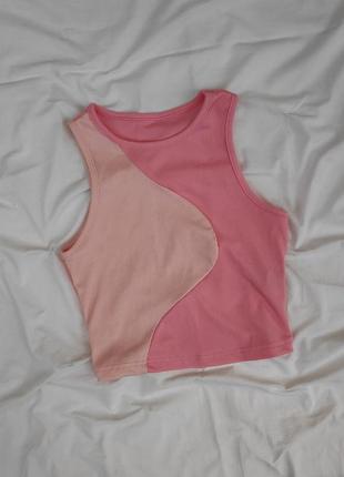 Кроп топ комбинация в рубчик ✨ shein ✨ топ двухцветный топ-американка2 фото