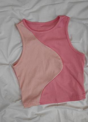 Кроп топ комбинация в рубчик ✨ shein ✨ топ двухцветный топ-американка3 фото