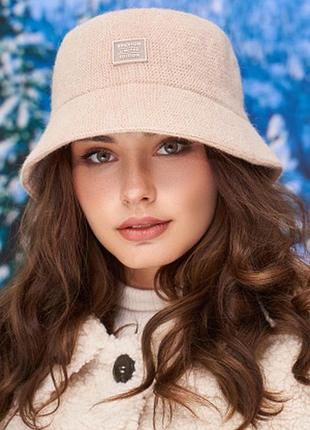 Женская шапка теплая панама с флисом зимняя жіноча панама шапка braxton