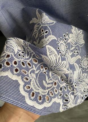 Бавовняна блуза без рукавів з вишивкою рішельє5 фото