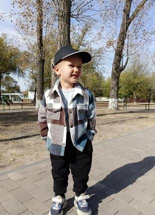 Тепла сорочка кофта в клітинку