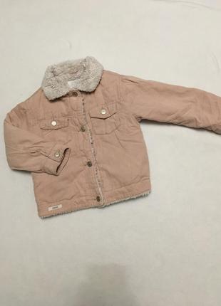 Вельветовая шерпа zara на 5-4 года 110-104см велюровая тёплая джинсовка куртка