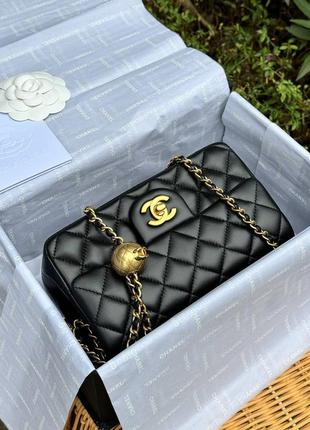Сумка в стиле chanel pearl crush на цепочке кожаная