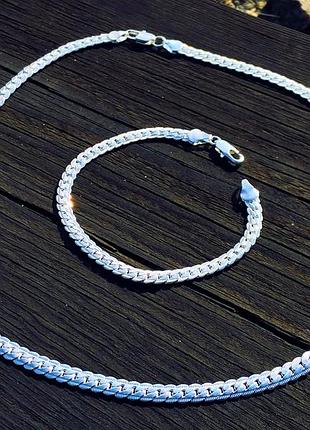 Серебряный комплект цепочка + браслет/925 проба/скидка 70% !!!