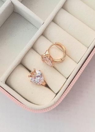 Детские серьги корона медицинское золото