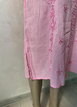 Розовое платье в индийском стиле / платье полупрозрачное3 фото