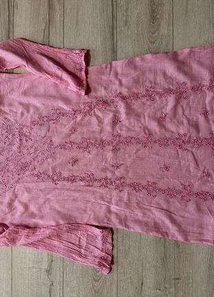 Розовое платье в индийском стиле / платье полупрозрачное4 фото