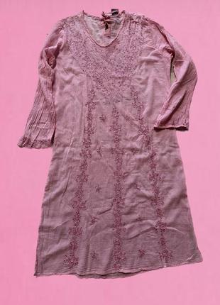 Розовое платье в индийском стиле / платье полупрозрачное6 фото