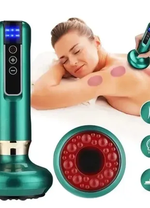 Вакуумный антицеллюлитный массажер для тела массаж гуашью cupping massager green