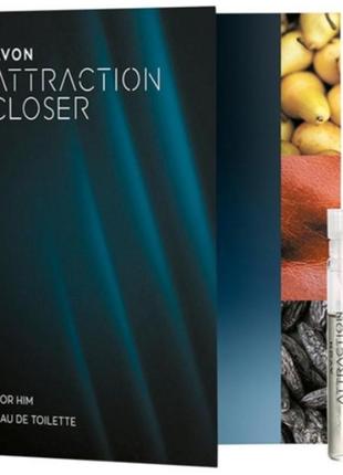 Открытка с пробным образцом туалетной воды attraction closer для него 0,6ml