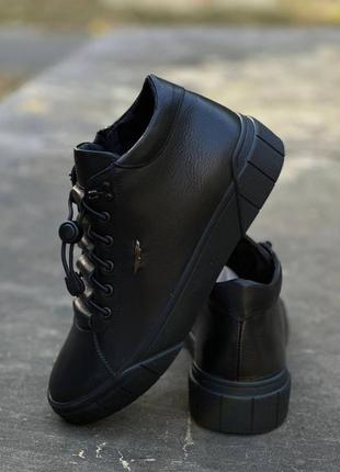 Ботинки зимові хутро чорні10 фото