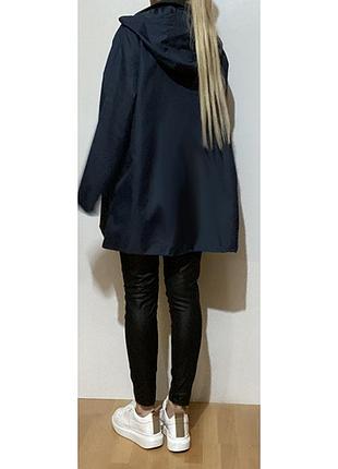 Eur 46-48 плащ осінній тонкий з капюшоном жіночий темно-синій вільна довга пряма...