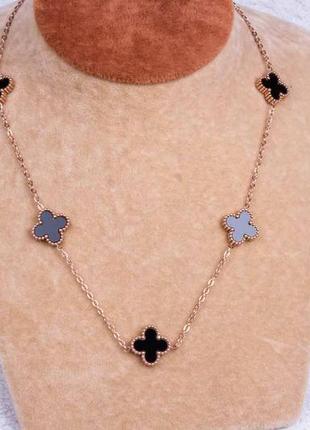 Кольє конюшинки двосторонні, чорні 5 штук